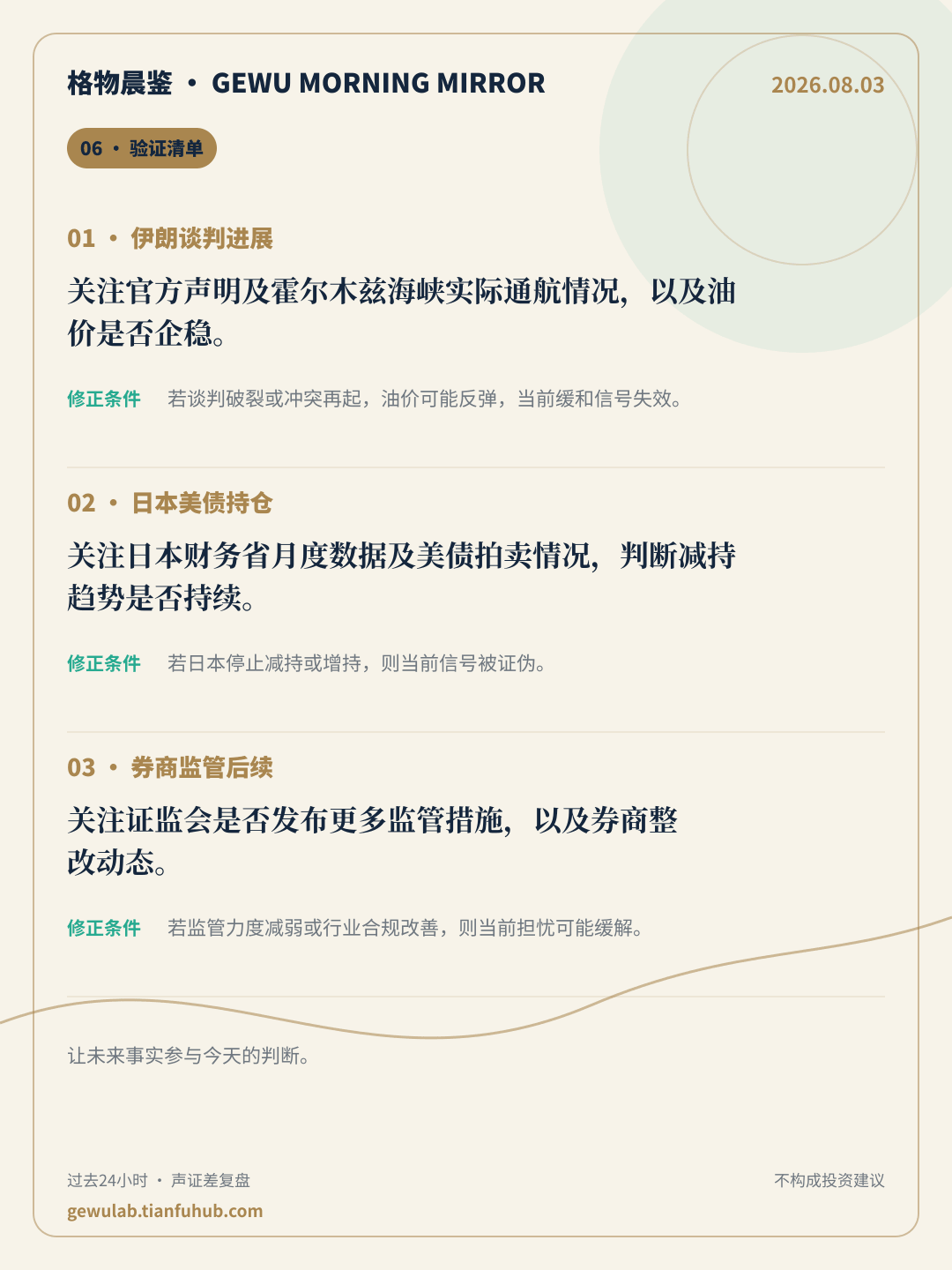2026-08-03 格物晨鉴 验证清单