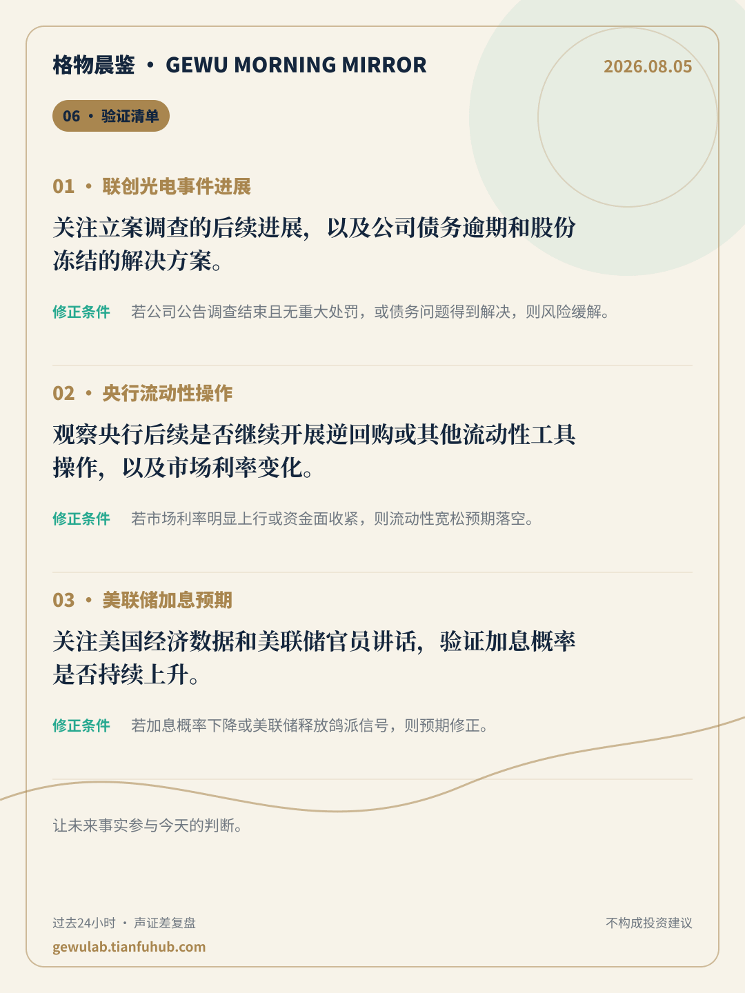 2026-08-05 格物晨鉴 验证清单