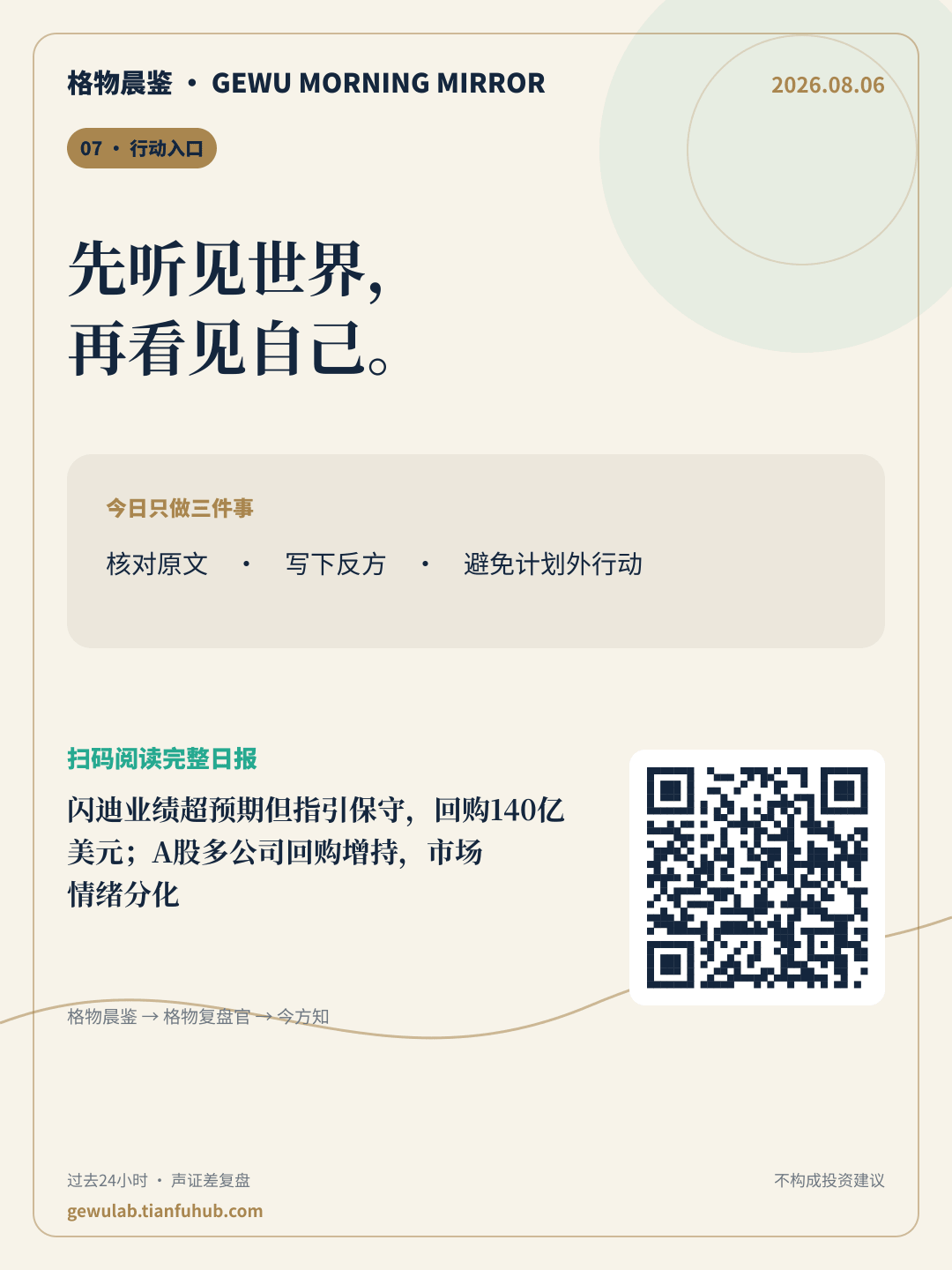 2026-08-06 格物晨鉴 行动入口