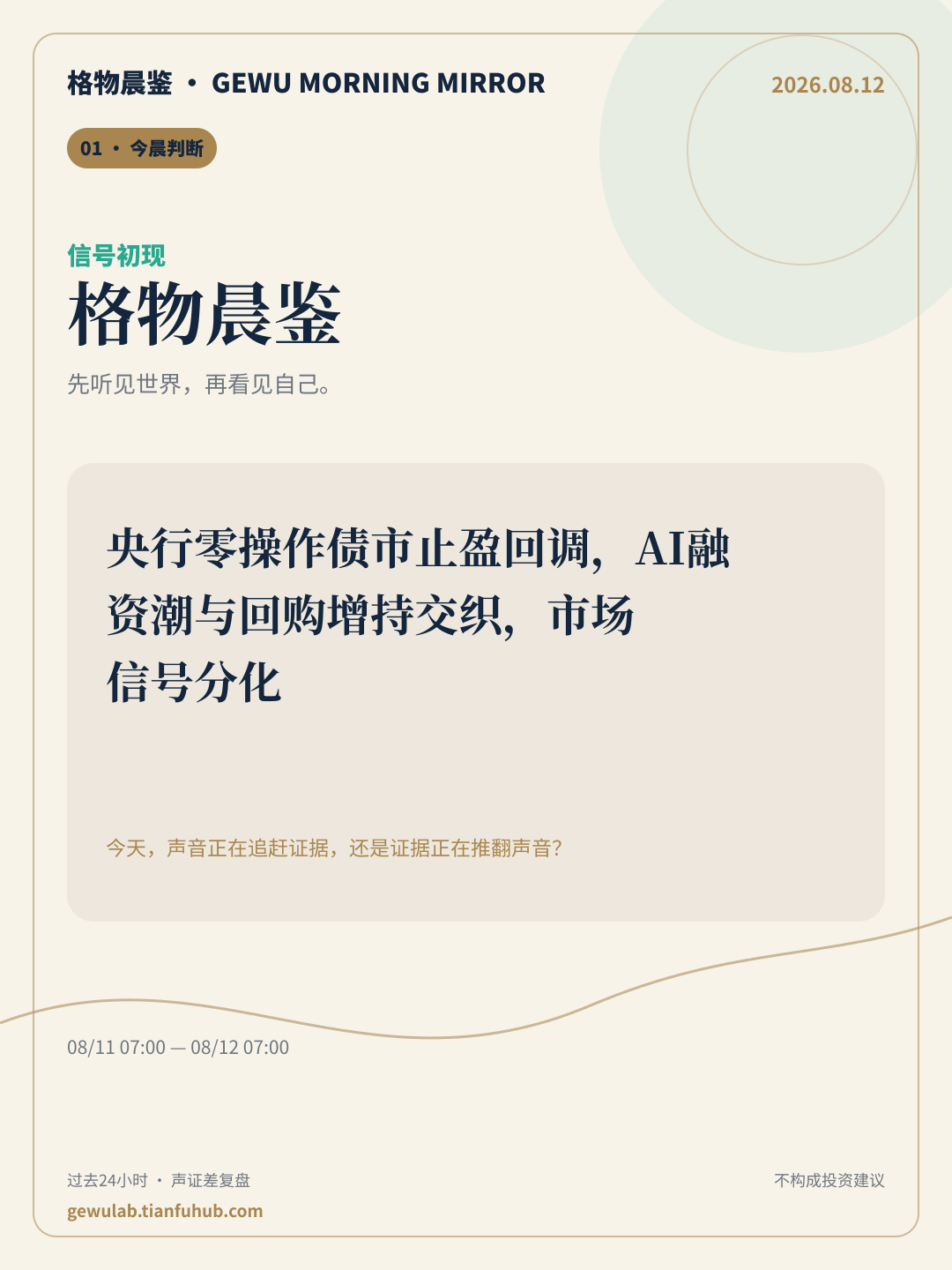 2026-08-12 格物晨鉴 今晨判断
