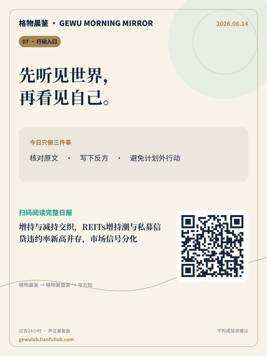 2026-08-14 格物晨鉴 行动入口