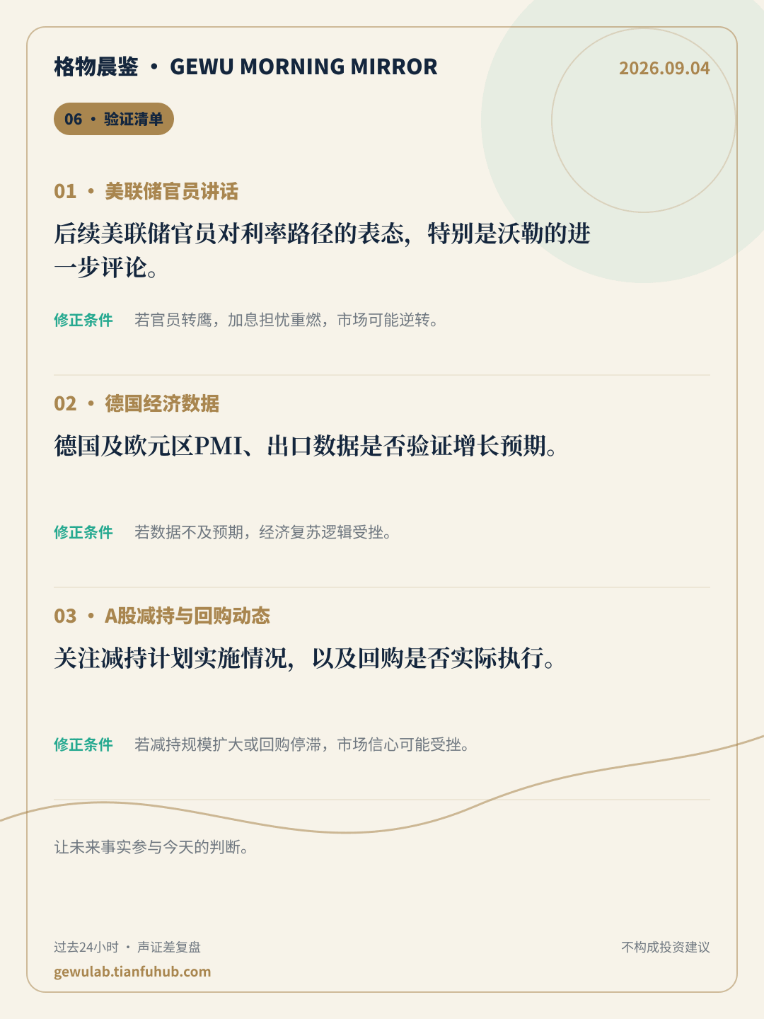 2026-09-04 格物晨鉴 验证清单