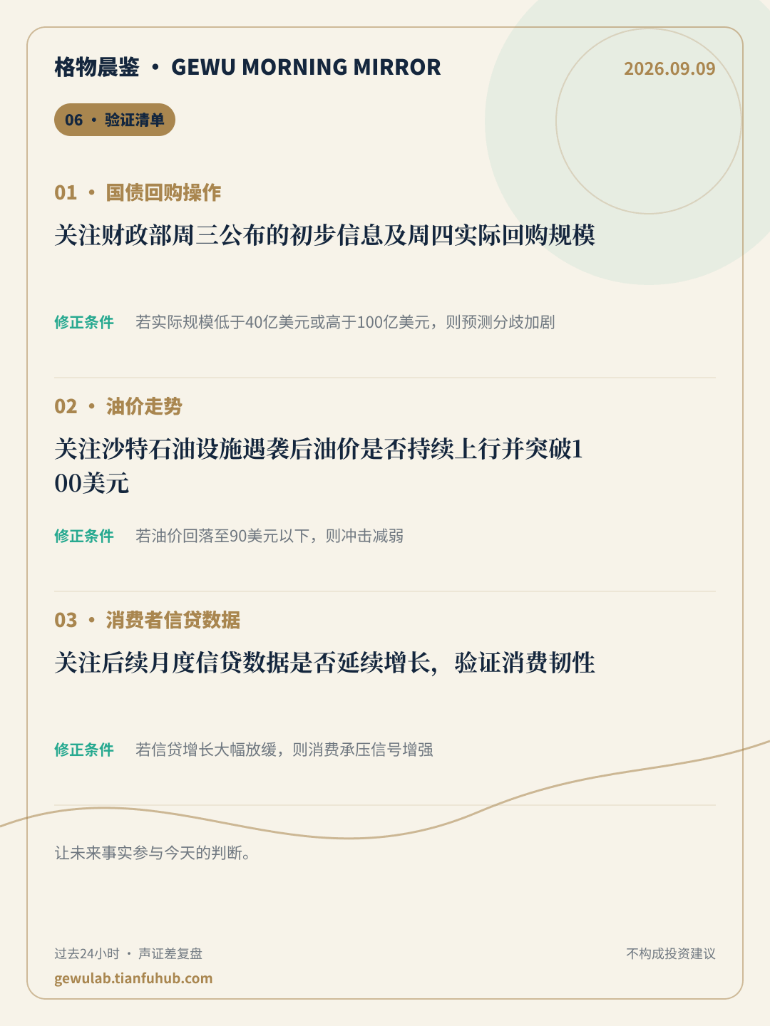 2026-09-09 格物晨鉴 验证清单